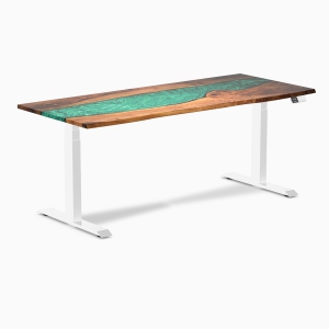 Desky Emerald River Sit-Stand Desk - 72" Desktop, White Frame, Dual Motor Lift, Up to 49.2 Inch, 308 Lb Capocity