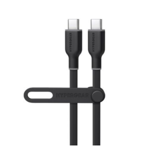 HyperGear Charge and Sync PD USB-C to USB-C Flexi Pro Cable 15ft PD up to 60W Fast Charge 480Mbps High Speed - Soft Touch Silicone - Black