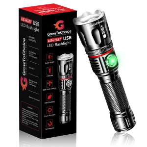 GrowToChoice Rechargeable LED Flashlight Camping Gear Must Haves
