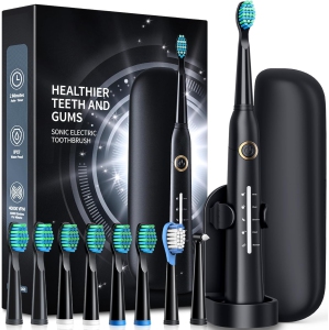 Electric Toothbrushes for Adults, 8 Brush Heads Sonic Electric Toothbrush with 40000 VPM Deep Clean 5 Modes, Power Rechargeable Fast Charge 4 Hours Last 30 Days