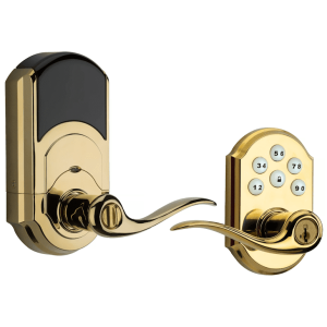 Weiser Smartlock Electronic Lever with Z-Wave Technology (Featuring SmartKey) - Electronic Lock Brass (SmartCode 5)