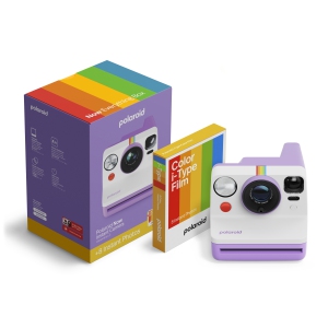 Polaroid Now Generation 3 Instant Camera + Color Film Bundle (8 Photos) - Purple