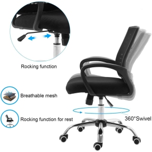 Safdie & co Homes, Office Chair Ergonomic Desk Chair , steel Chrome Base Mesh Computer Chair Lumbar Support Modern Executive Adjustable, Rolling Swivel Chair (Black)