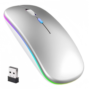 Wireless Mouse, LED Rechargeable Laptop Mouse, Portable Office Computer Mice Dual Mode Connection