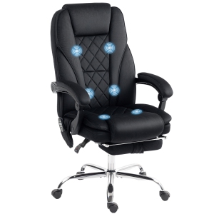 Vinsetto Massage Office Chair with Foot Rest, Velvet Reclining Gaming Chair with 6 Vibration Point, Adjustable Height, Tilt Function, Black