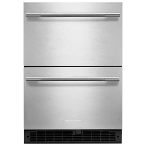 Kitchenaid 4.4 Cu. Ft. Double-Drawer Bar Fridge (KURT524SSB) - Black Cabinet/Stainless Doors