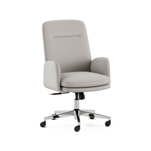 Branch Softside Mid-Century Modern High Back Office Chair – Removable Arms, Adjustable Height, Cloud-Like Comfort - Limestone Vegan Leather / Chrome Base