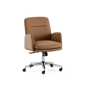 Branch Softside Mid-Century chaise de bureau moderne Mid Back – Armes amovibles, hauteur réglable, confort semblable à un nuage - Cuir végétalien Canyon / Base Chrome
