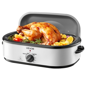 VEVOR Roaster Oven, 18QT Electric Roaster Oven, 150-450℉ Adjustable Temperature, Multifunctional Electric Roasters Oven with Self-Basting Lid, Removable Pan and Rack