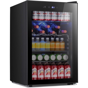 Antarctic Star 4.5 Cu. Ft. Mini Beverage Fridge – Holds 150 Cans of Soda, Beer, or Wine, Adjustable Removable Shelves, Compact Drink Cooler for Office or Bar (Black)