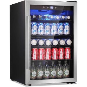 Antarctic Star 4.5 Cu.Ft Beverage Fridge, 145 Can Mini Refrigerator with Glass Door for Soda, Beer, Wine, Home & Bar