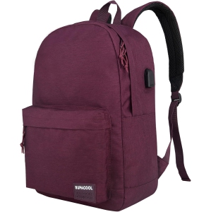 Lightweight Casual Laptop Backpack with USB Charging Port For for Men and Women, Backpack for College, One pocket classic backpack(Burgundy Red)