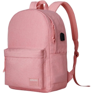 Lightweight Casual Laptop Backpack with USB Charging Port for Men and Women School Bookbag for College(Pink)