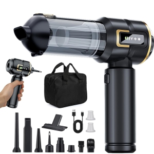 NIERBO Cordless Bagless Handheld Vacuum for Car with 23000Pa Suction, Battery Display, 4-in-1 Air Duster, Brushless Motor - Black