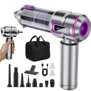 NIERBO Cordless Bagless Handheld Vacuum for Car & Home with 23000Pa Suction, Battery Display, 4-in-1 Air Duster/Blower/Pump - Purple