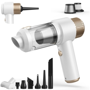 NIERBO 16000PA Mini Car Cordless Handheld Vacuum for Car & Pet Hair with 16000Pa Suction, 30 min Runtime, LED Light - White