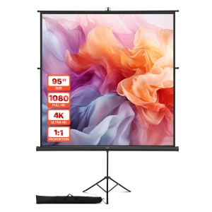 VEVOR 70 x 70 Inch Projector Screen with Stand,160° Wide Angle Indoor Outdoor Projection Screen, 1:1 4K HD Wrinkleless Portable Tripod Screens with Bag, for Movie, Home Theater