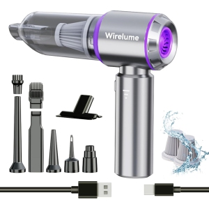 Wirelume Cordless Bagless Handheld Vacuum for Car and Pet Hair with 22000Pa Suction, 30 min Runtime, Brushless Motor - Purple