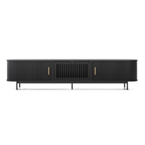 POVISON 94.49" Mid-Century Modern Tambour Door TV Stand - Black