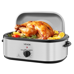 VEVOR Roaster Oven, 22QT Electric Roasting Pan, 150-450℉ Adjustable Temperature Multifunctional Electric Roaster Oven with Self-Basting Lid, Defrost & Warm Function