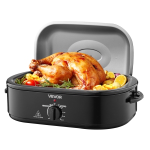 VEVOR Roaster Oven, 18QT Fast-Cooking Turkey Roaster, 150-450℉ Adjustable Temperature Turkey Oven with Self-Basting Lid, Removable Pan and Rack, Defrost & Warm Function