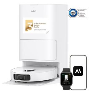 Mova E40 Ultra Bagless Robot Vacuum & Mop for Multi-Surface with 19,000Pa, Auto-Empty Dock, Hot Air Drying, Obstacle Avoidance, App & Voice