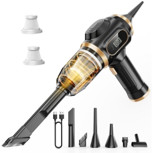 NIERBO Cordless Bagless Handheld Vacuum for Car & Upholstery with 17000Pa Suction, 15-30 min Runtime, LCD Display, HEPA, Multi-Nozzles