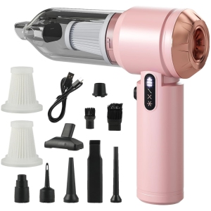 NIERBO Cordless Bagless Handheld Vacuum for Car & Pet Hair with 26000Pa, USB-C Rechargeable, 3 Modes, LCD - Pink