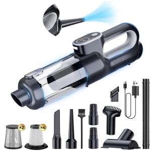 NIERBO 11-in-1 Cordless Bagless Handheld Vacuum for Car & Pet Hair with 19000Pa Suction, Brushless Motor, LED Light, Storage Bag