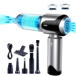 NIERBO Cordless Bagless Handheld Vacuum for Car & Pet Hair with 24000Pa Suction, 30 min Runtime, LED Light, Type-C - Grey