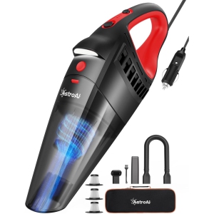 AstroAI Bagless Handheld Vacuum for Car Interior with 7,500 Pa Suction, 16.4 ft 12V Cord, LED Light, 3 Attachments