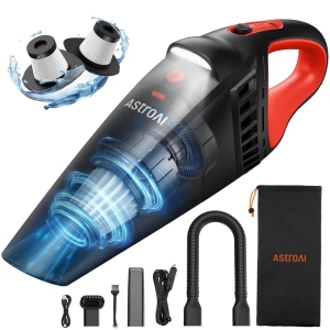 AstroAI Cordless Bagless Handheld Vacuum for Car with 7500Pa Suction, 25 min Runtime, LED Light, 12V DC Power, Accessories