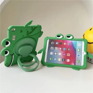 iPad 9.7 inch Case iPad 6th/5th Generation Cases,Case for iPad 9.7 Pro & iPad Air 2 Full-Body Silicone+PC Protection Rotating Stand Shockproof Case for Kids Tablet Cover - Light Gr