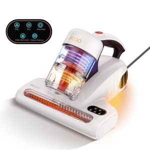JIGOO Mattress Vacuum Cleaner, UV Bed Cleaner 500W 13Kpa Strong Suction, High Heating Tech, Deep Cleaning Bed Vacuum for Sofa/Bed/Fabric Surface