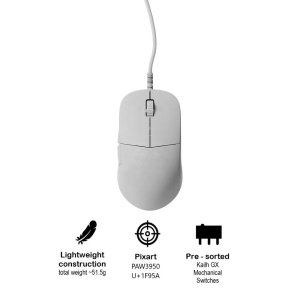End Game Gear XM2 8k v2 Wired Gaming Mouse - Lightweight 52g, Right-Handed, 26000DPI, 8KHz Polling Rate, White Frost