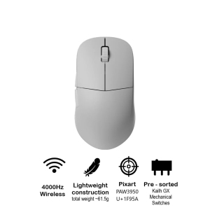 End Game Gear XM2w 4k v2 Wireless Gaming Mouse - Lightweight 61.5g, Right-Handed, 26000 DPI, 4KHz Dongle Included, White Frost