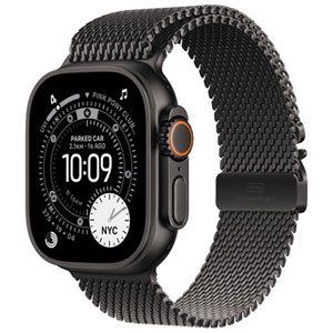 TELUS Apple Watch Ultra 3 (GPS + Cellular) 49mm Black Titanium Case with Black Titanium Milanese Loop - Small - Monthly Financing