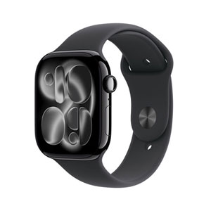 Freedom Mobile Apple Watch Series 11 (GPS + Cellular) 42mm Jet Black Aluminum Case with Black Sport Band - Medium/Large - Monthly Tab Payment