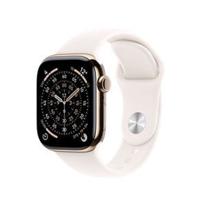 TELUS Apple Watch Series 11 (GPS + Cellular) 42mm Gold Titanium Case with Light Blush Sport Band - Small/Medium - Monthly Financing