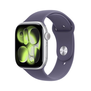 TELUS Apple Watch Series 11 (GPS + Cellular) 42mm Silver Aluminum Case with Purple Fog Sport Band - Medium/Large - Monthly Financing