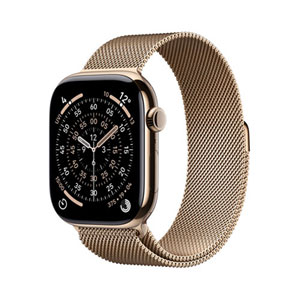 TELUS Apple Watch Series 11 (GPS + Cellular) 42mm Gold Titanium Case with Gold Milanese Loop - Medium/Large - Monthly Financing