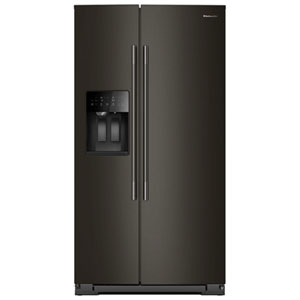 KitchenAid 36" 20.9 Cu. Ft. Side-By-Side Refrigerator with Water & Ice Dispenser (KRSC536RBE) - Black Ore