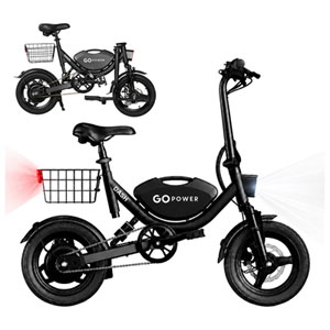 GoPowerBike GoDash Foldable Electric City Bike (400W Motor / Up to 48km Range / 32km/h Top Speed) - Black