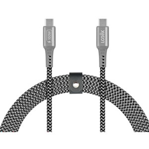LOGiiX Piston Connect 100W 1.5m (4.9ft.) Braided USB-C to USB-C Cable (LGX-14081) - Grey/Black