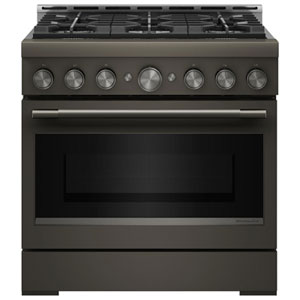 KitchenAid 36" 5.1 Cu. Ft. True Convention 6-Burner Freestanding Gas Air Fry Range (KFGS936SBE) - Black Ore