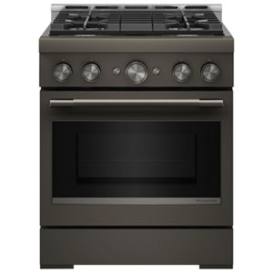 KitchenAid 30" 4.1 Cu. Ft. True Convection Freestanding Gas Air Fry Range (KFGS930SBE) - Black Ore