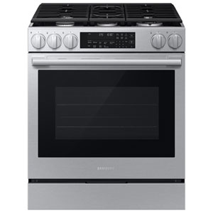 Samsung BESPOKE 30" 6 Cu. Ft. True Convection 5-Burner Slide-In Gas Range (NSG90H60SRAA) - Stainless Steel