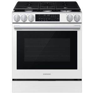 Samsung BESPOKE 30" 6 Cu. Ft. True Convection 5-Burner Slide-In Gas Range (NSG90H60SWAA) - White