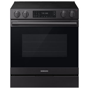 Samsung BESPOKE 30" 6.3 Cu. Ft. True Convection Smooth Top Slide-In Electric Range (NSE80H63SEAC) - Matte Black Stainless