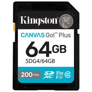 Kingston Canvas Go! Plus 64GB 200MB/s SD Memory Card